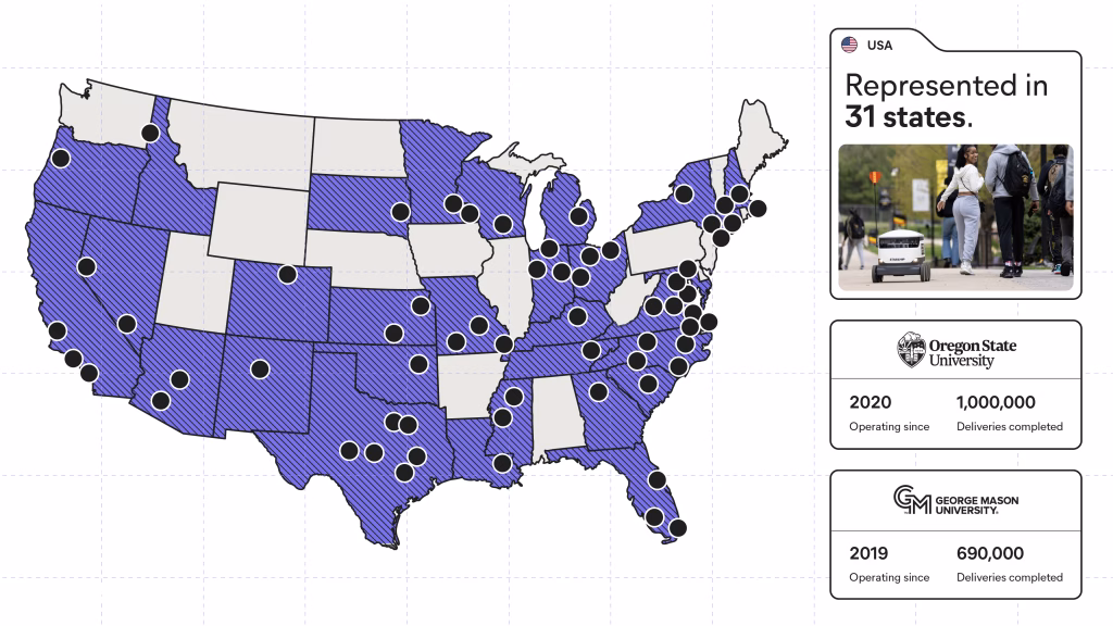 Accessible map showing Starship’s operations across the US