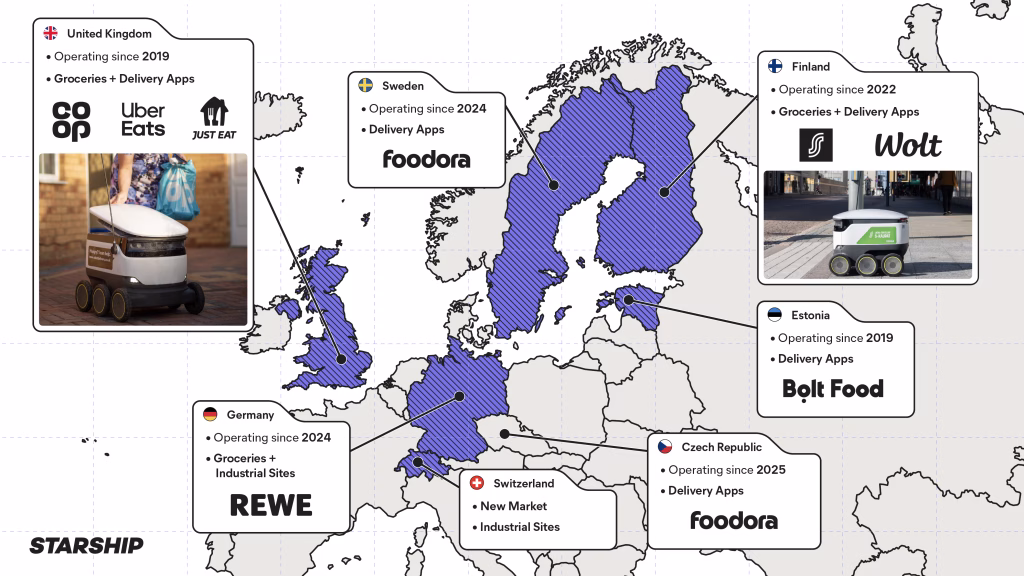 Accessible map showing Starship’s operations in Europe