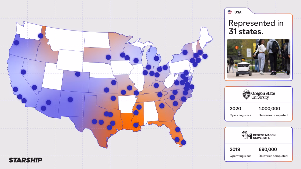 Starship operates on over 65 US university campuses